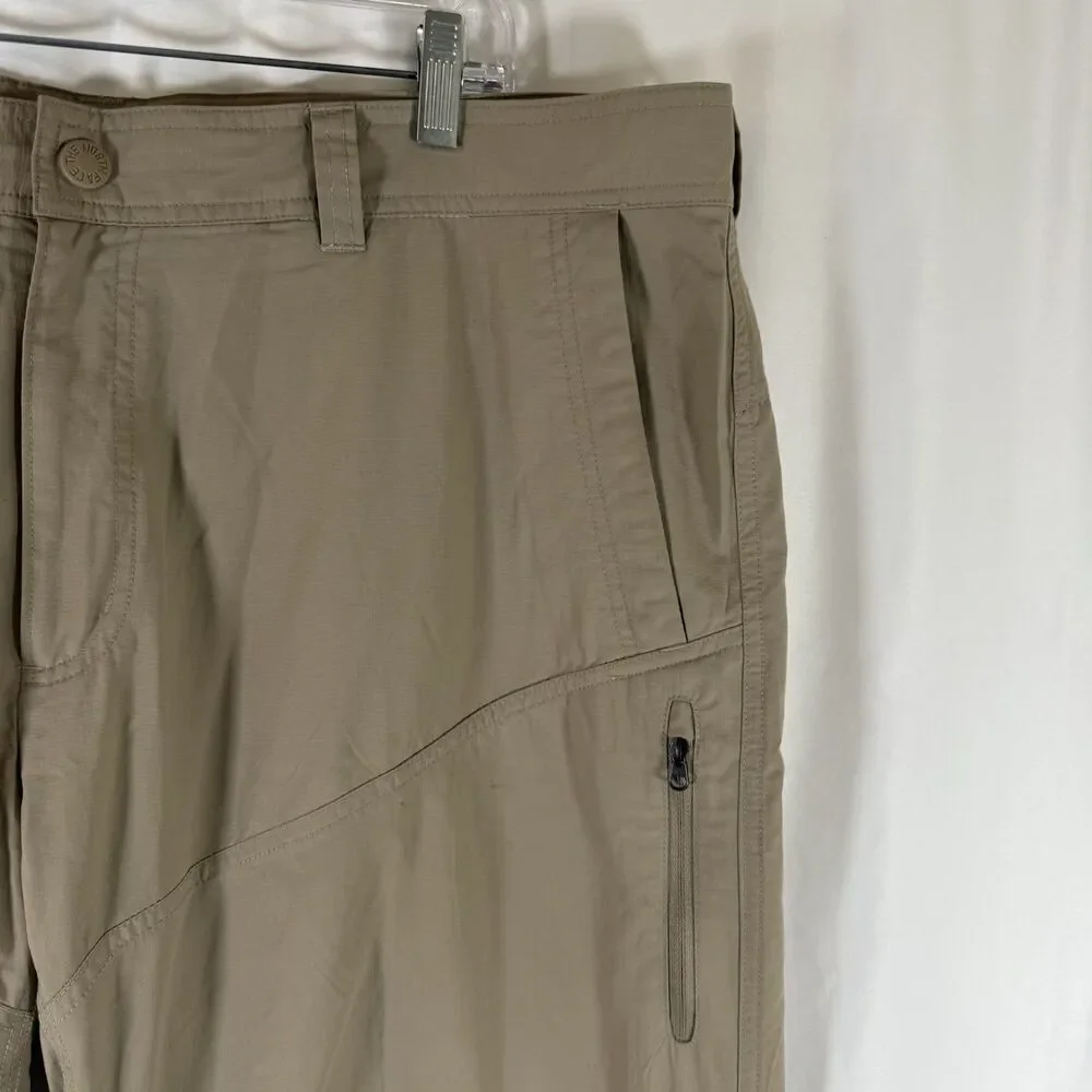 North Face Hiking Convertible Pants Men's 40x30 Khaki Zip Pocket Snap Zip